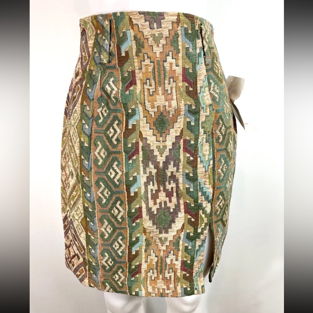 Vintage 90s Ascente Woven Tapestry Skirt High Waist Aztec Southwestern sz 8 NWT